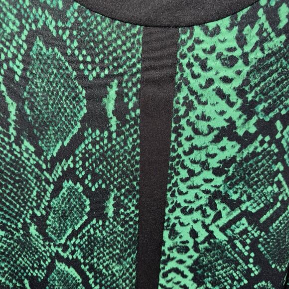 Juicy Couture Dress Snake Print Exposed Back Zip Emerald Green Black sz Medium - Picture 2 of 8